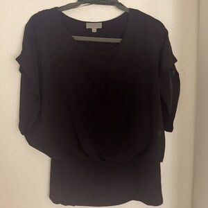 Black Joseph A  blouse size medium cotton tank with sheer lining fabric